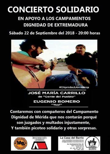 ACTO solidario en apoyo a los campamentos de la dignidad de Extremadura campamento dignidad