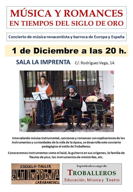 cartel de concierto de música y romances