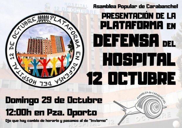 Nace la Plataforma Ciudadana en Defensa del Hospital 12 de Octubre